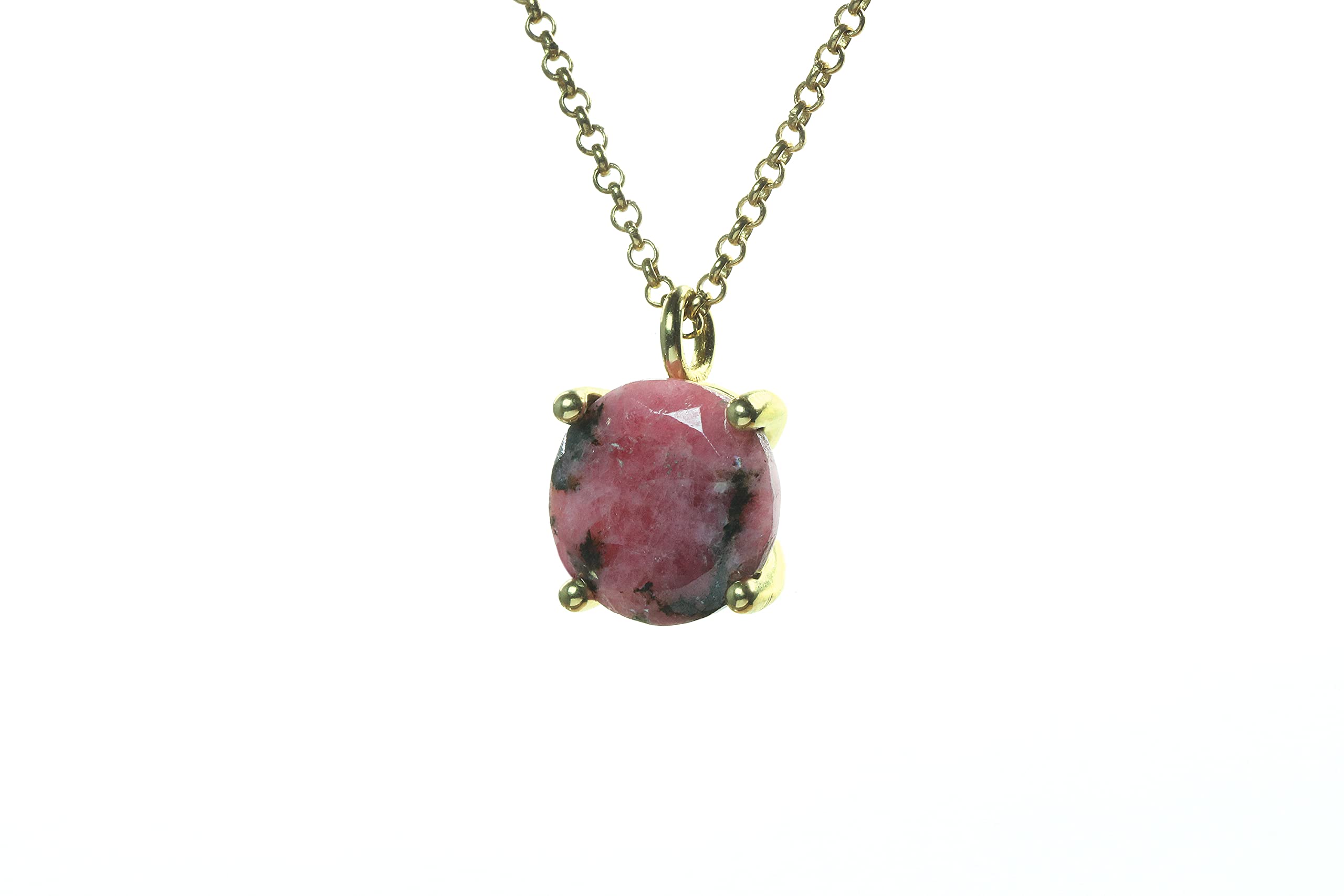 Rosa Rhodonit Kristall Halskette - Handgefertigte Statement Halskette, Mode Halskette, Lagen Halskette - Handgefertigter Schmuck - Anpassbare Kettenlänge - mit ausgefallener Geschenkbox