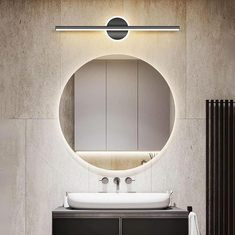 KryZaroラウンド 40cm 北欧モダンミラーフロントライト シンプルデザイン バスルーム・ミラーキャビネット・ドレッシングテー