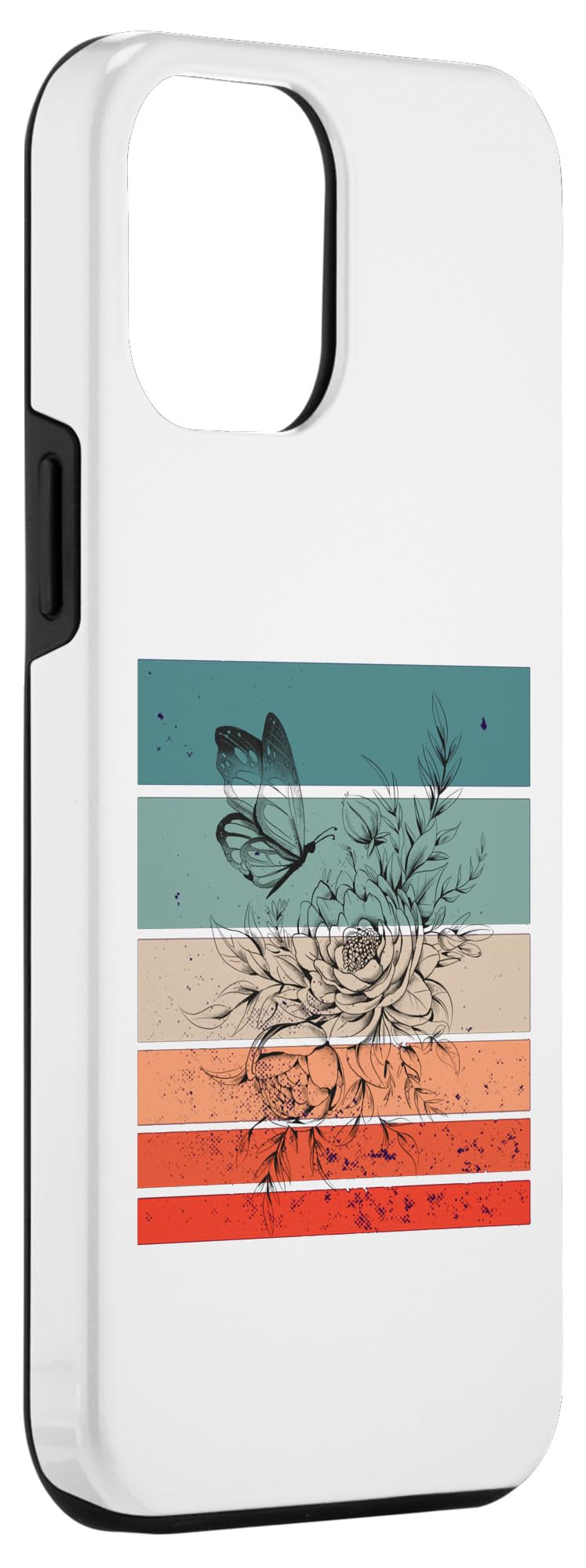 iPhone 14 Plus Butterfly Floral Bloom Garden Ink Petals Wings Blossoms Case - Image 3