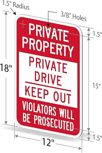 Miniatura 7 de SmartSign, señal reflectante con leyenda "Private Property - Private Drive Keep Out", 3 metros, 18 pulgadas de alto x 12 pulgadas de ancho, color