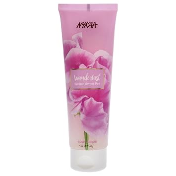Nykaa Wanderlust Sicilian Sweet Pea Body Scrub - Exfoliating Body Care with Aloe Vera & Jojoba Extracts For Soft & Smooth Skin 4.93 Oz