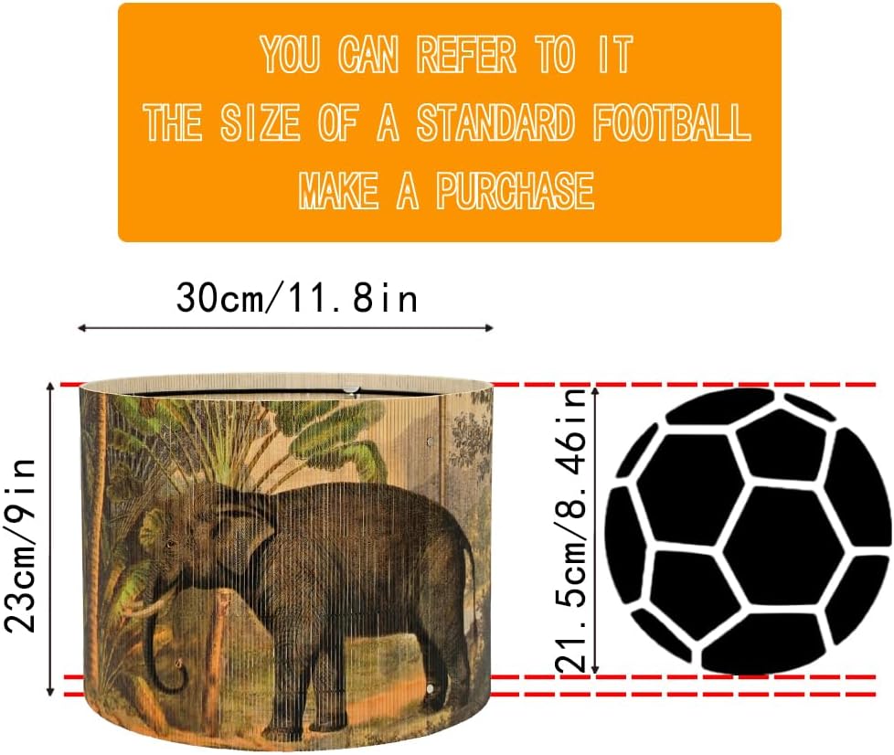Bamboo Drum Lamp shade for table lamps and floor lamps With Tropical Colorful Animals Design, Art Deco, Rustic And Retro, Groovy Unique(size 11.8 Inch) (elephant)