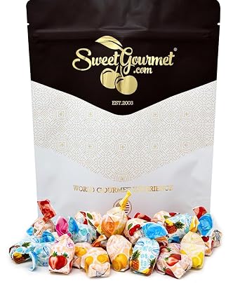 SweetGourmet Fruit Filled Assorted Bon Bon Hard Candy, 1-Pound Bulk Bag, Arcor Premium Wrapped Gluten-Free Candies