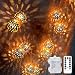 LOGUIDE Moroccan Globe String Lights,Globe String Lights,Outdoor String Lights,Battery Operated String Lights,Rose Gold (Big Metal Ball/9.84 feet/ 20 LED),Water-Resistant Ball Lantern Light