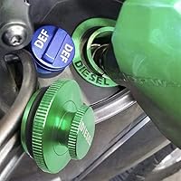 Vista 24 de Paquete combinado de tapa de combustible de aluminio Illlet, tapa de combustible diésel para Dodge – Tapa magnética verde diésel y tapa DEF azul