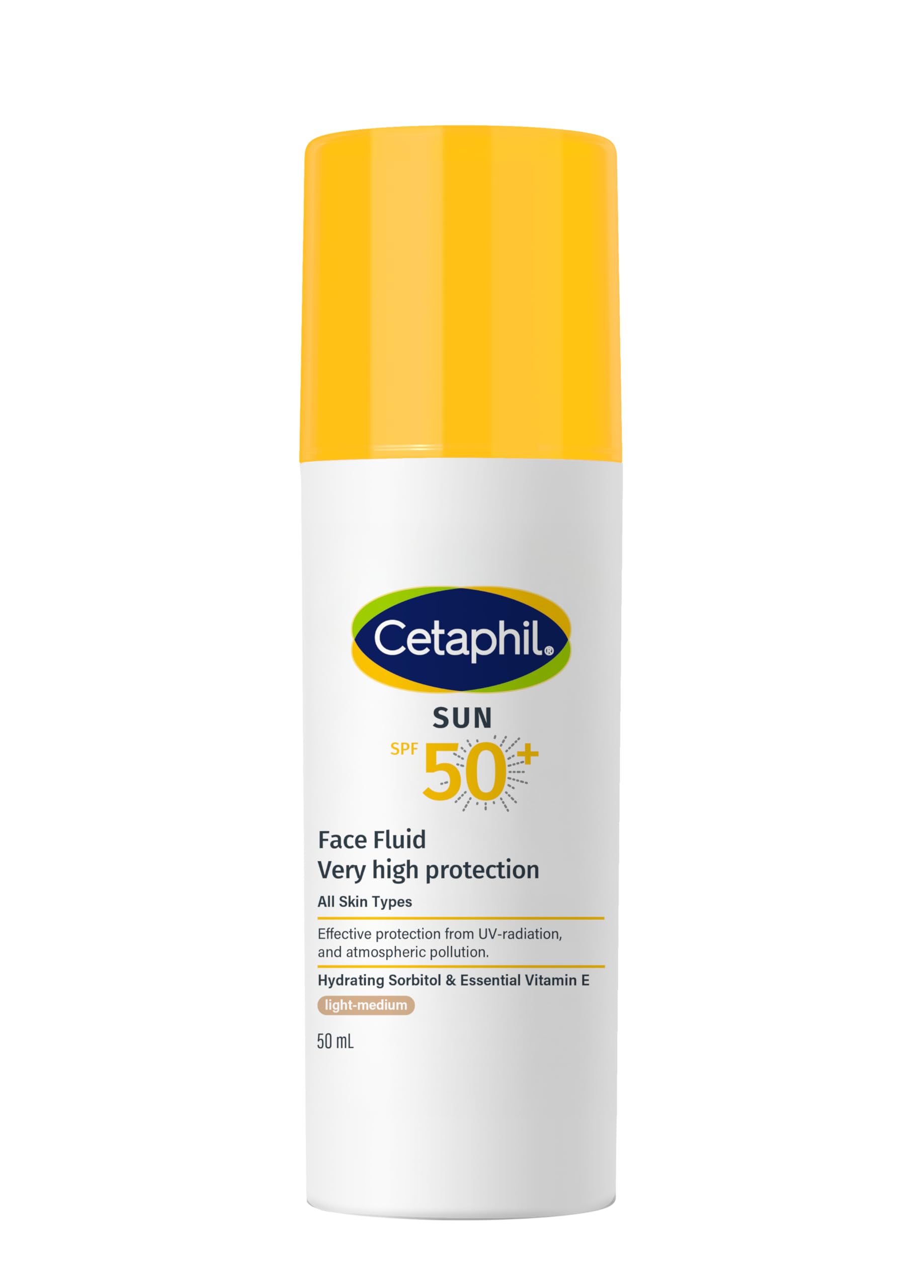 Sun Face Fluid SPF 50+, Sunscreen Tinted Face Moisturizer for Men & Women, All Skin Types, Unscented, 50ml