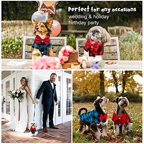 Gindoor 2 Packs Plaid Dog Shirt - Cute Boy Dog Clothes And Bow Tie Combo Dog Outfit For Medium Large Dogs Birthday Party And Holiday Photos #TOP6