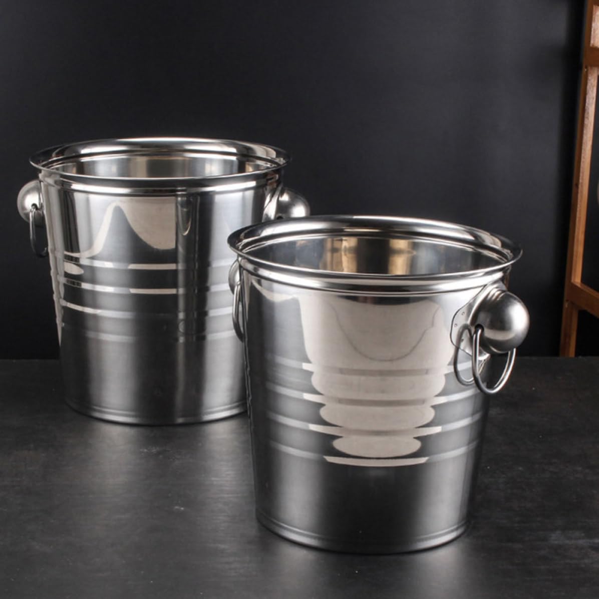 Zerodeko 2 Piezas Cubitera de Acero Inoxidable 3l Portátil con Asa