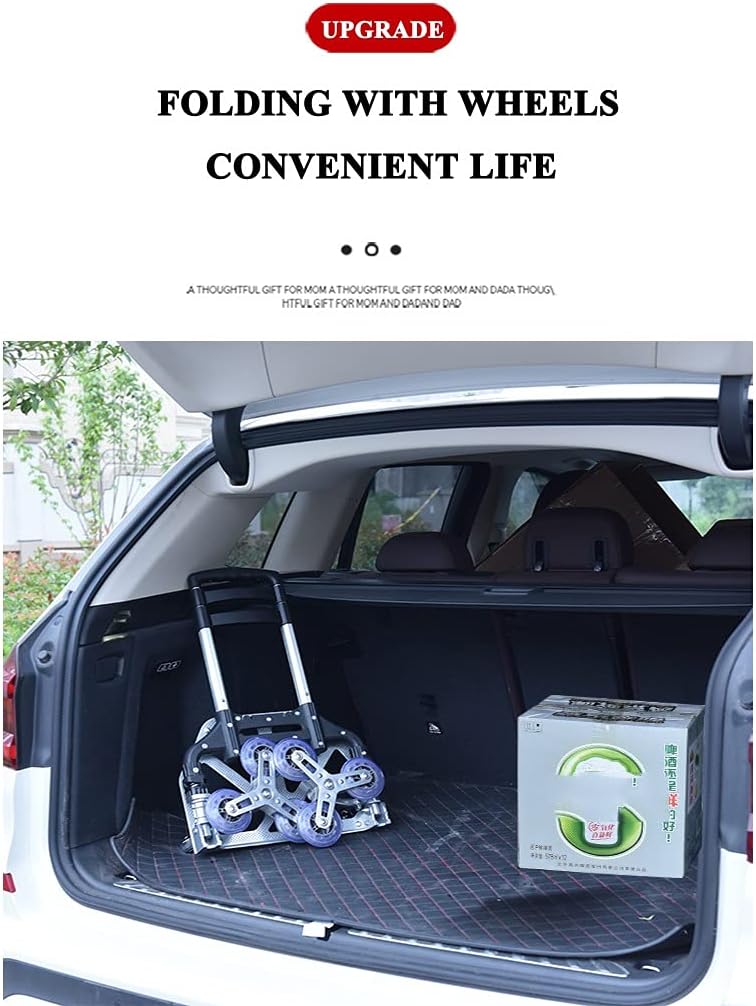 JSEIAJB B-Life Folding Hand Truck Heavy Duty Capacity Portable Aluminum Alloy Cart and Dolly Luggage Travel Office Auto Moving Bottom(E)