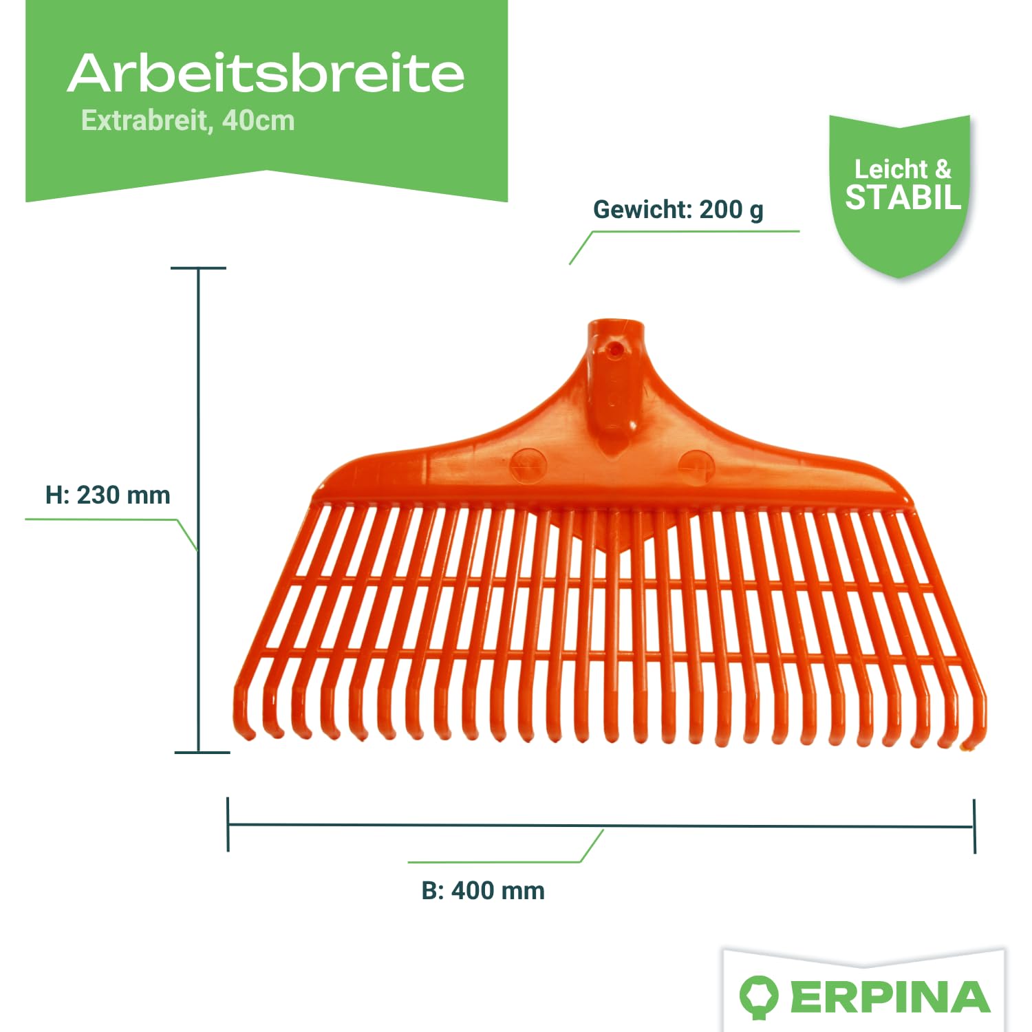 5er Pack Laubbesen 40cm breit + 160cm Stiel robuste Harke, Rechen mit Kunststoffkopf, Profiqualität für effizientes Laubentfernen ideal für Gartenbesitzer, Landwirte & Tierhalter Gartenrechen