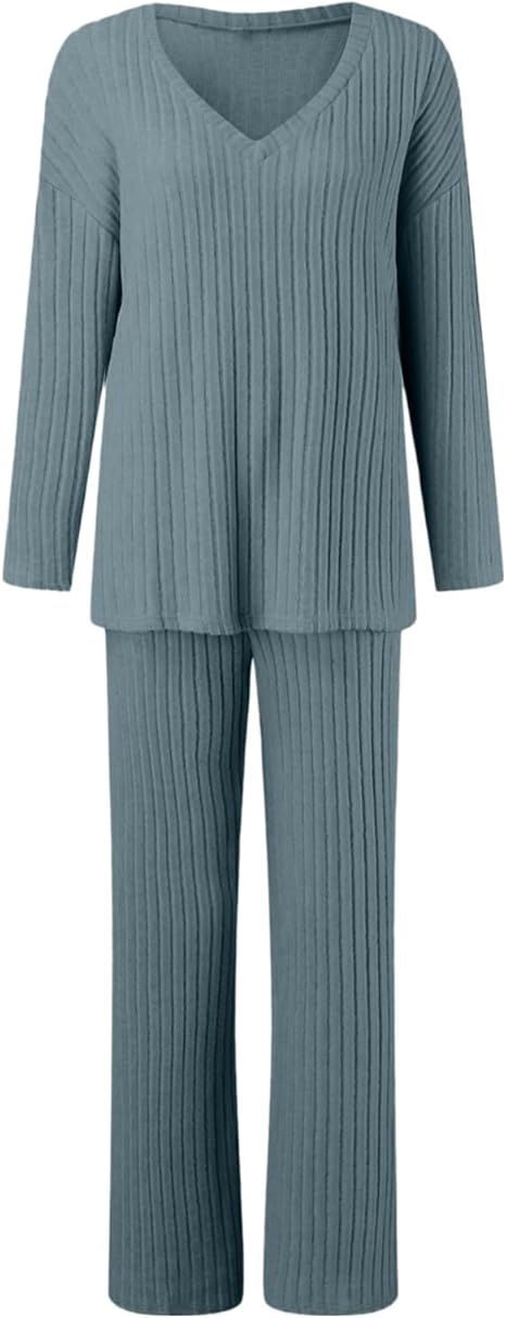 PRETTYGARDEN Women's 2 Piece Outfits Fall Tracksuits Long Sleeve Crop Tops Wide Leg Pants Spring - View #8