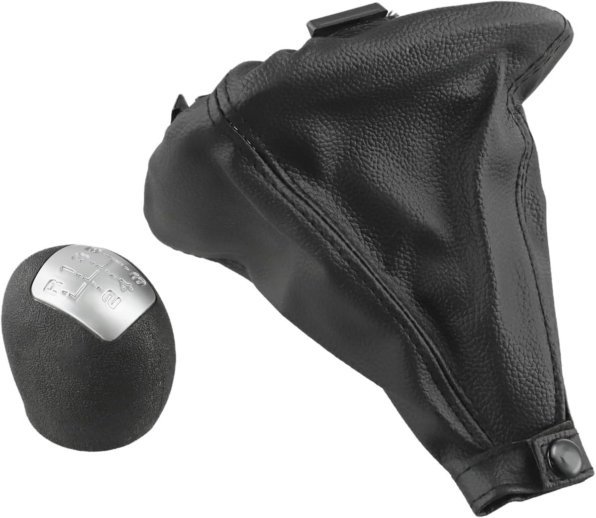 Gear Shift Knob and Gaiter Boot Cover Fits for Iveco Daily 2006-2011 LHD 5/6-Speed Black(6 Speed)