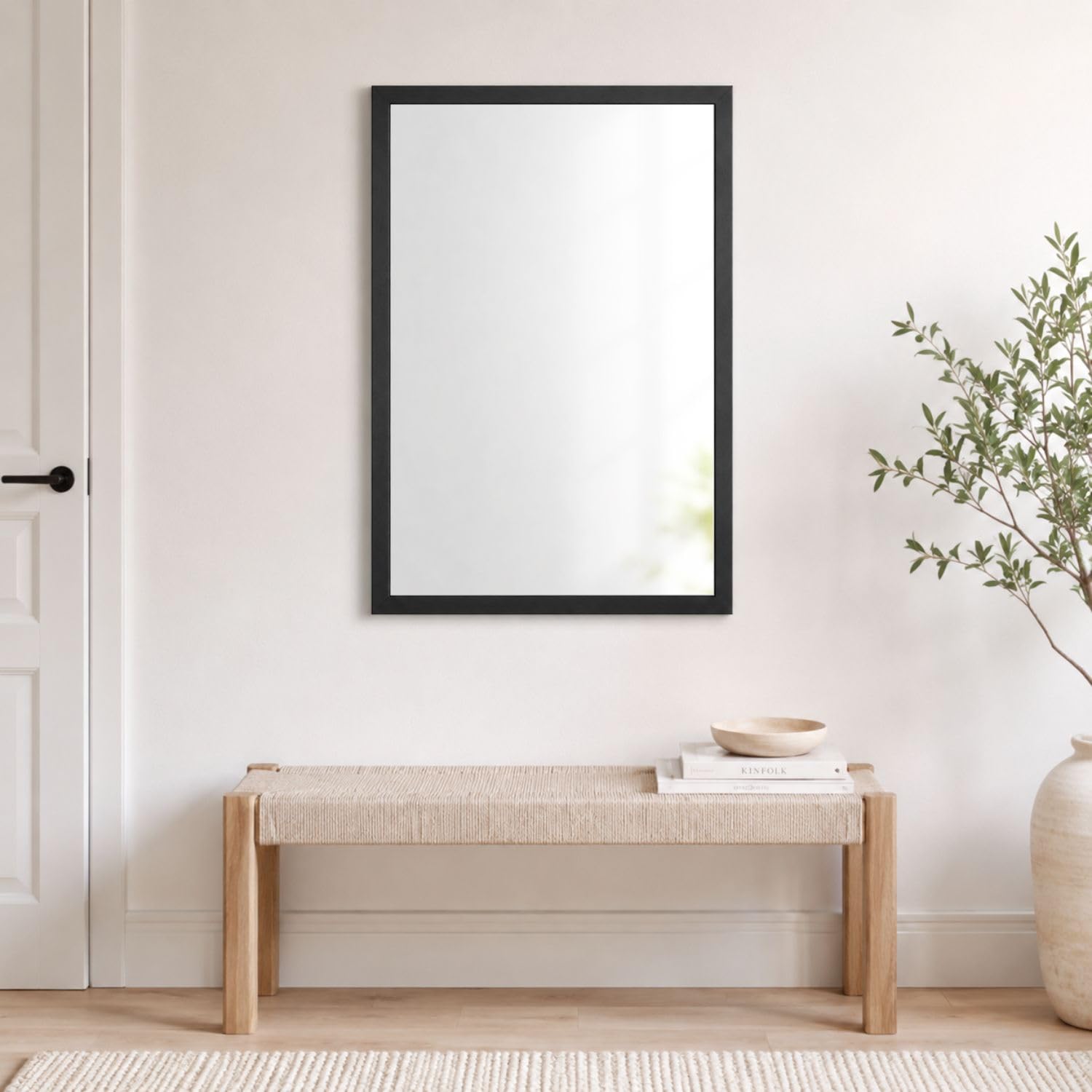 Online-GalleryKing OGK Thirty Wandspiegel 70x125 cm mit Rahmen Schwarz Matt - Echtglas Spiegel verzerrungsfrei mit 30 mm breitem MDF Holzrahmen, handgefertigt in Deutschland