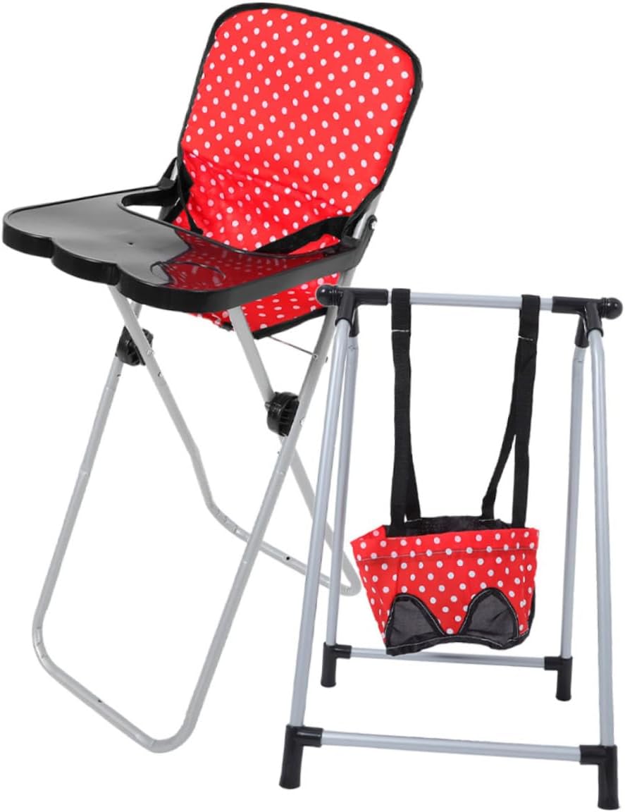 2Pcs Doll High Chair and Swing Set Sturdy Frame for Enhanced Imaginative Play Compatible with Various Dolls Doll Accessories for Creative Role Playing