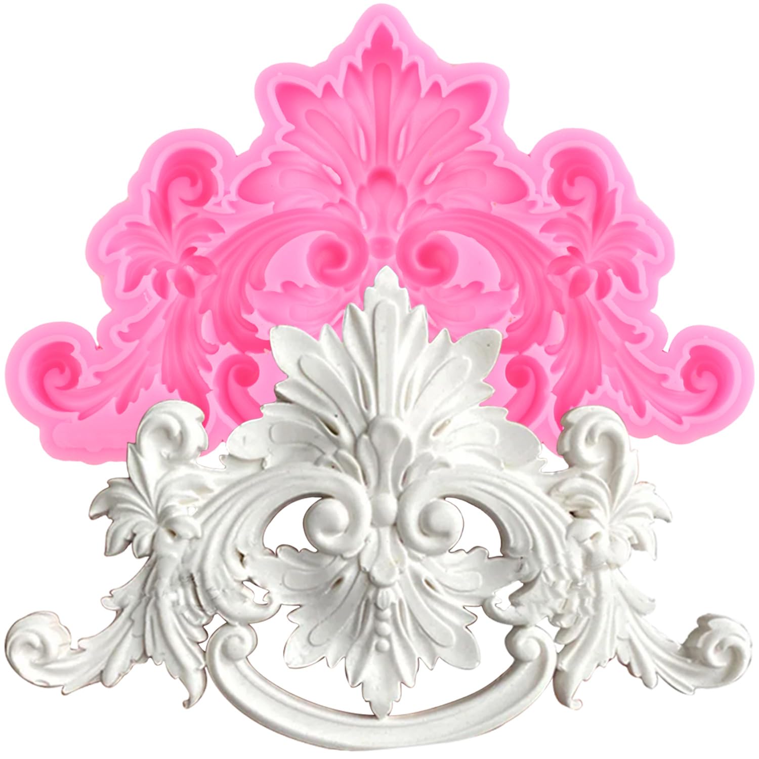 Moldes de silicona de estilo barroco para fondant, diseño de flores, molde de filigrana esculpido en 3D para decoración de pasteles, decoración de cupcakes, chocolate, caramelo, pasta de