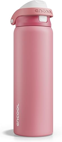 Miniatura 13 de ENCOOL - Botella aislante para agua, acero inoxidable con pajilla, mantiene el frío, tapa abatible de un solo toque, sin Bisfenol A, a prueba de