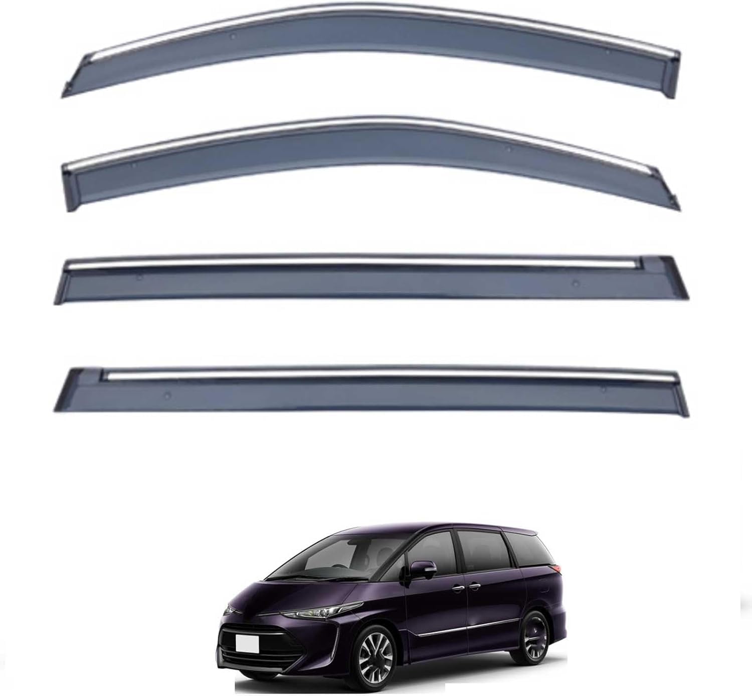 Liufangfc Normal Wind Deflectors For Previa Mk3-Xr50 2006-2020 – 4Pc Tape-On Smoked Visors, Weatherproof, Anti-Salt/Snow, Low-Noise