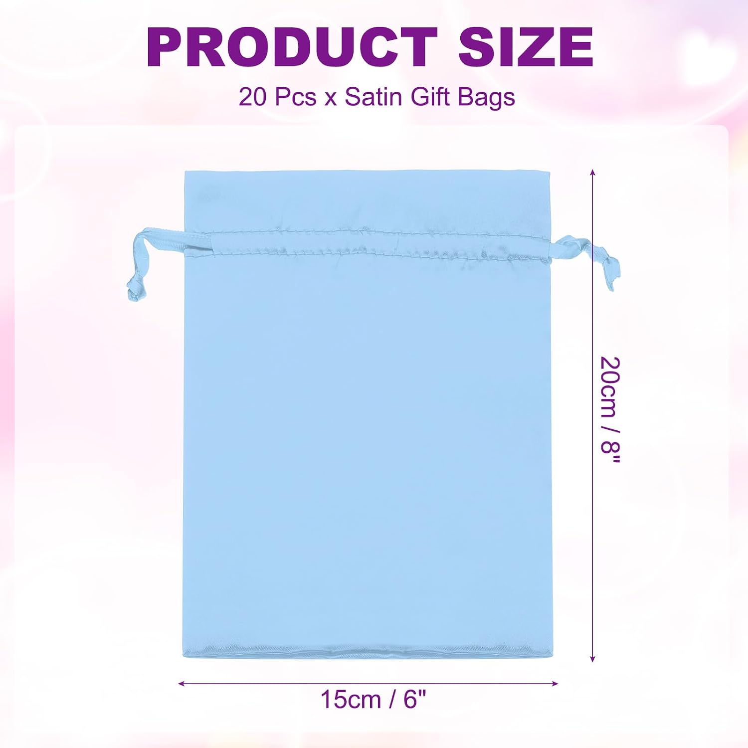 PATIKIL Satin Bags with Drawstring, 20 Pack 6 x 8 Inch Satin Wedding Favor Bags Mini Gift Packaging for Birthday Christmas Jewelry Party Storage, Sky Blue