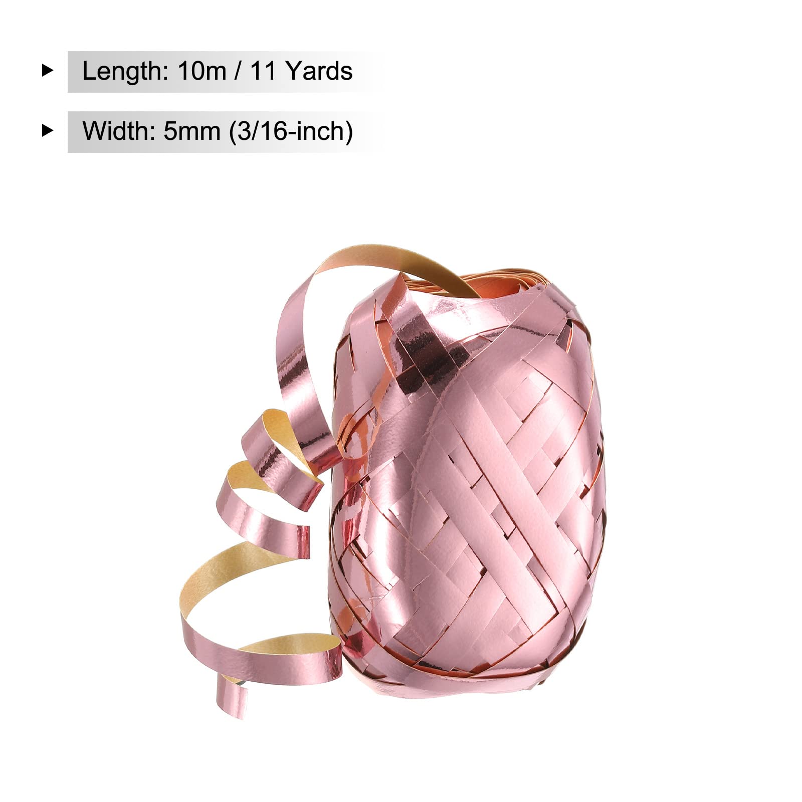 PATIKIL 2pcs Curling Ribbon Crimped Balloon String Shiny Metallic 5mm 10m for Christmas Wedding Gift Crafts Florists Decoration Rose Gold - Image 2