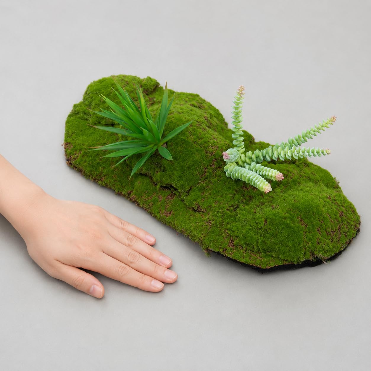 Artificial para Dioramas, Decoración Interiores, con Piedras, 25x20x17cm, Verde/Gris/