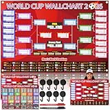 2 PCS World Cup Schedule 2026 Poster Soccer Party DecorationsSoccer Party Decorations Knockout Stage Bracket Wallchart & Group Stage Wallchart Showcase Waterproof Backdrop Banner Sports Event Merchandise Football Fans Gifts with Hook 33x24"