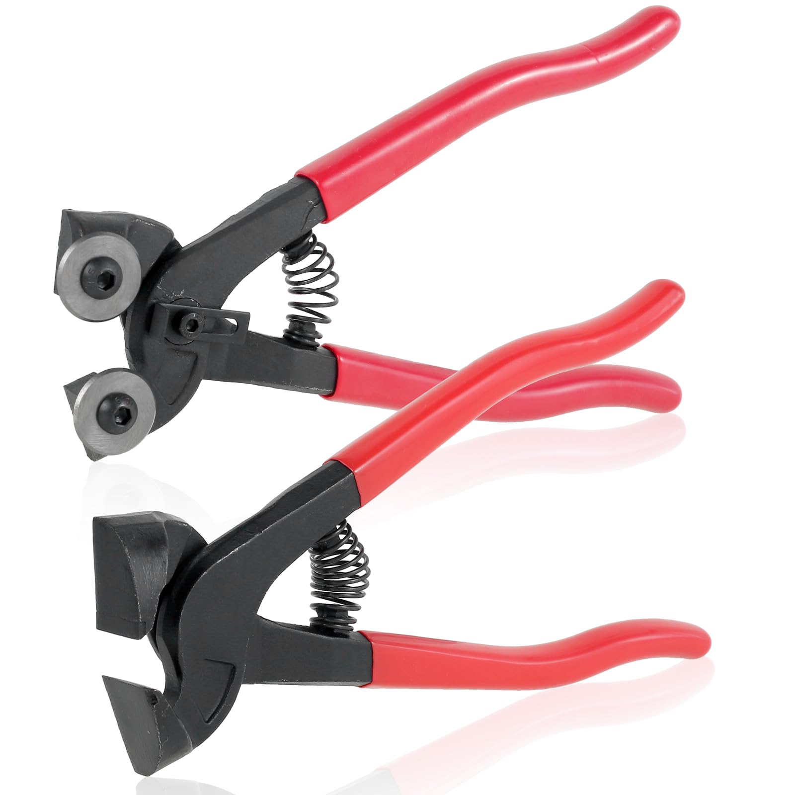 1/2 Pcs Glass Tile Nippers Set with Nonslip Handle, Heavy Duty Wheeled Glass Mosaic Nipper and Hd Ceramic Tile Nipper for Cutting Glass Mosaic Ceramics Stone Metal