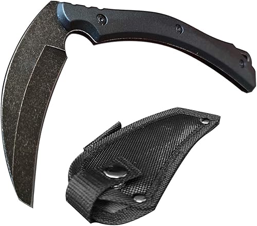 Cuchillo de hoja fija, hoz de campamento de caza al aire libre, hoja de lavado de piedra, mango de plástico de alta dureza con funda