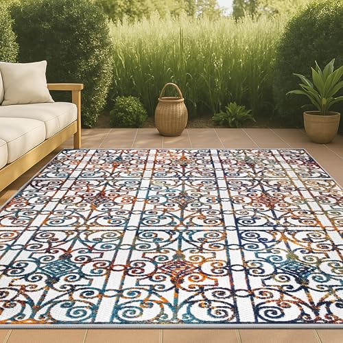 Alfombra decorativa interior/exterior 3x5 multicolor