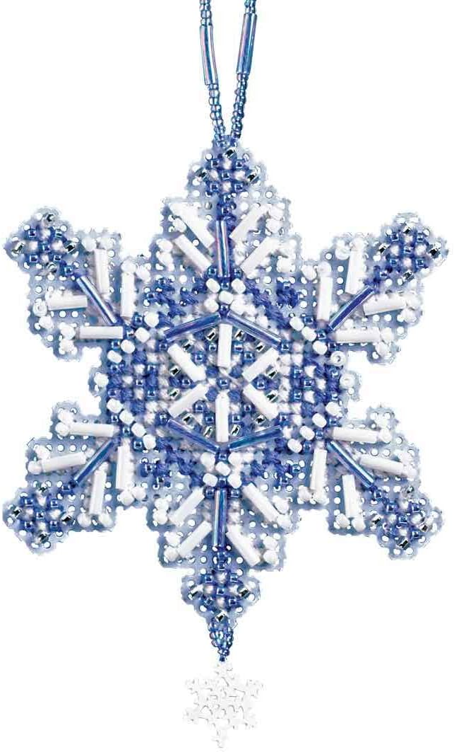 Sapphire Crystal Beaded Counted Cross Stitch Ornament Kit Mill Hill 2012 Snow Crystals MH162304