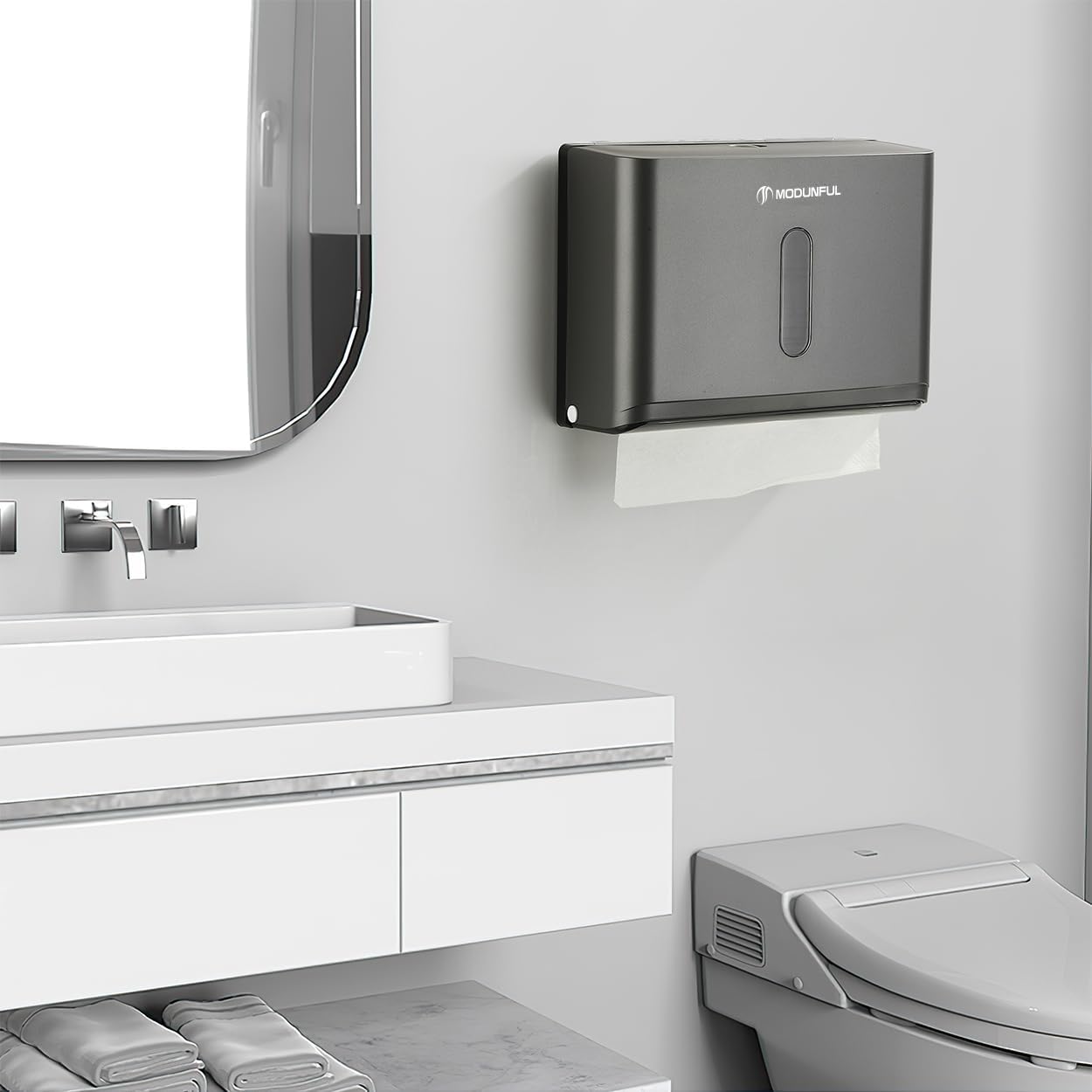 Adhesive Paper Towel Holder for Bathroom: Multifold/Trifold/C Fold Paper Towel Dispenser for Compact Commercial Toilet