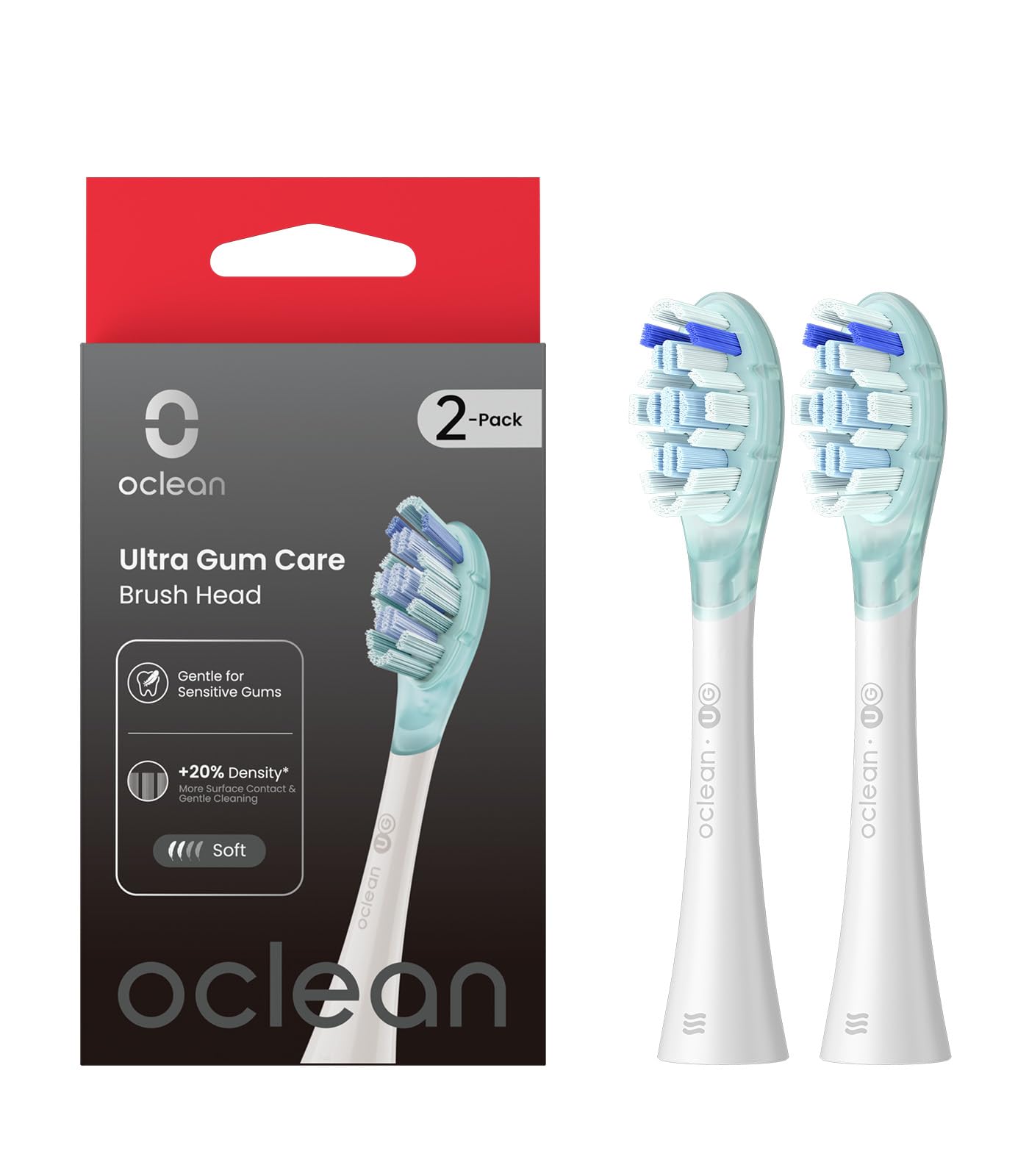 Oclean Ultra Gum Care Bürstenkopf, 2er-Pack, Weiß, Sanfte Ersatzbürstenköpfe für Oclean Schallzahnbürsten für Erwachsene, FlexFit
