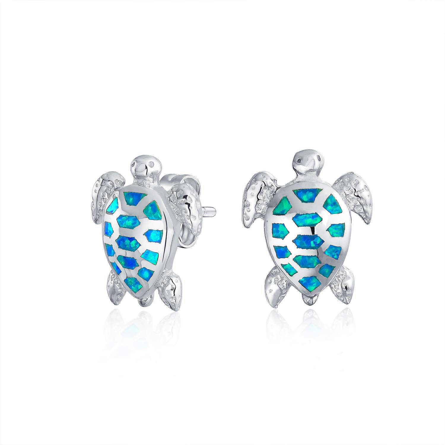 Zierliche Urlaub Nautische Marine Leben Ozean Weiß Blau Erstellt Opal Herz Schildkröte Drop Hebel Zurück Ohrringe Für Frauen Teen .925 Sterling Silber