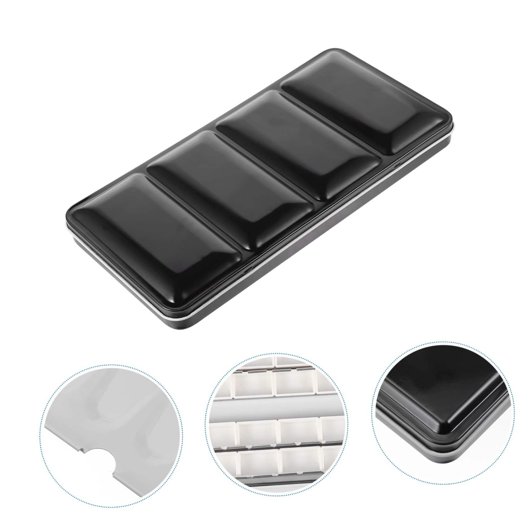 Boîte à Pigments Vide pour Aquarelle Coffret De Rangement Métal avec Bande De Capsules Pots De Peinture Vides