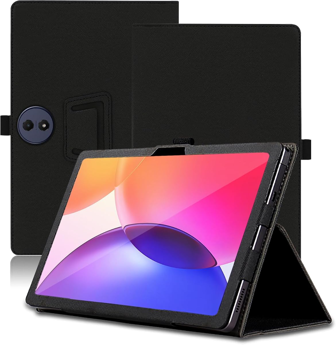 Case for TCL Tab A1 Plus 12.2 inch, TCL Tab A1 Plus Tablet Case, Folding Stand Protective Cover with Pencil Holder and Wrist Strap, Full Protection. (Black)