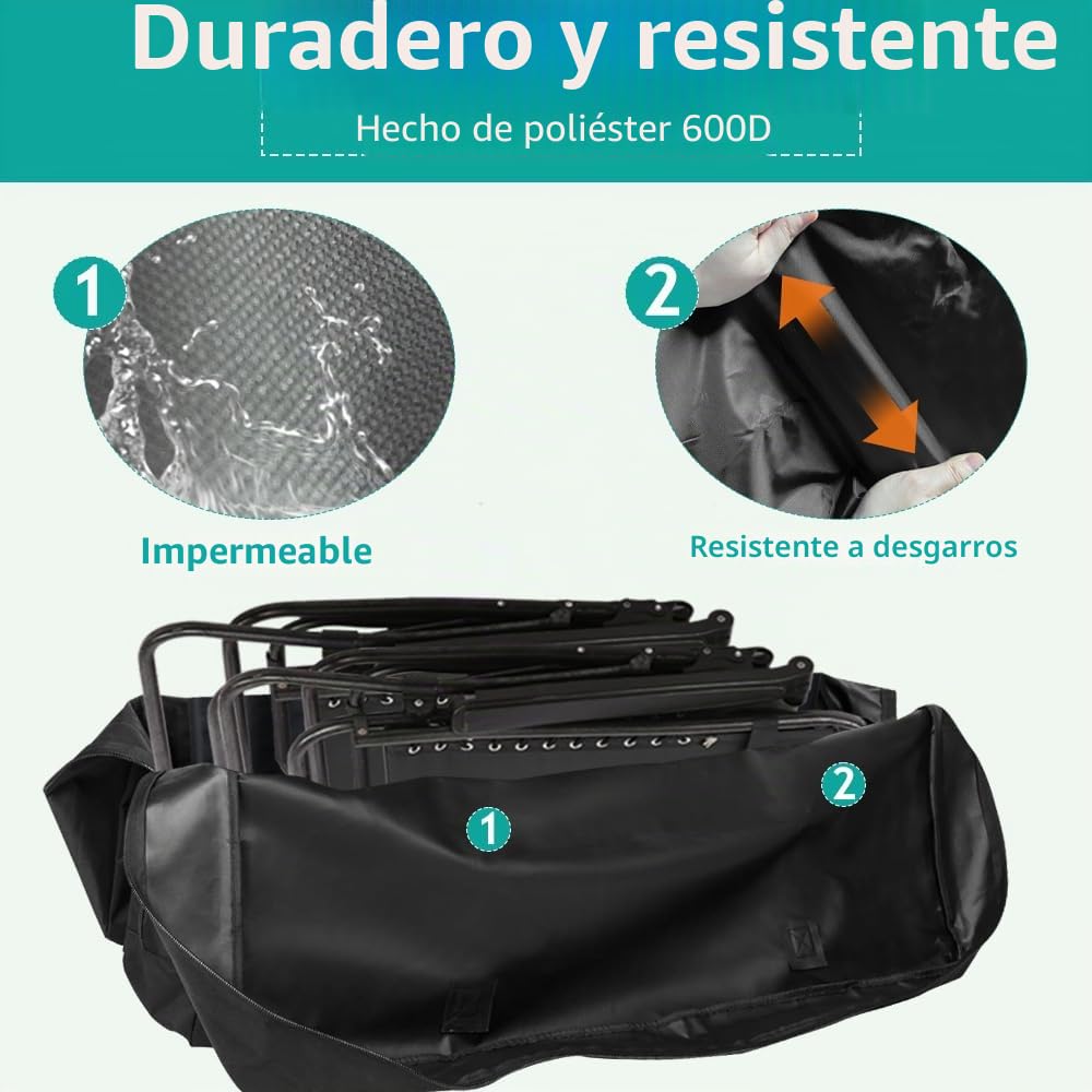 Bolsa de almacenamiento grande para silla de jardín, 105 x 73 x 28 cm, resistente, 600D, reclinable, plegable, para playa, salón, camping, patio, chaise longue, bolsa de viaje extra grande, color