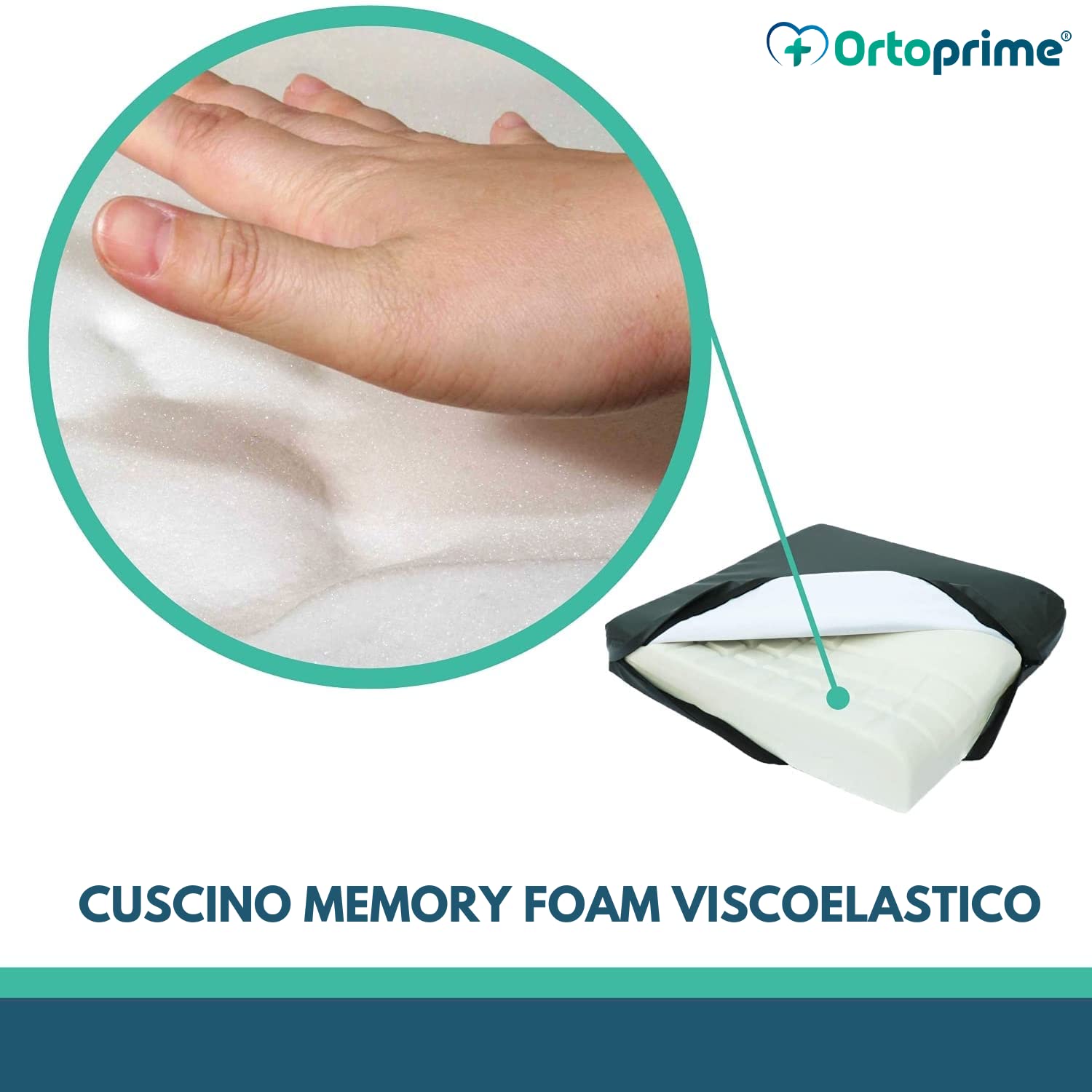 OrtoPrime Cuscino Antidecubito per Sedia a Rotelle - Cuscino Seduta Ortopedico Viscoelastico - Cuscino Memory Decubito - Cuscino Carrozzina per Anziani - Cuscino Memory Foam Sedia a Rotelle Ufficio