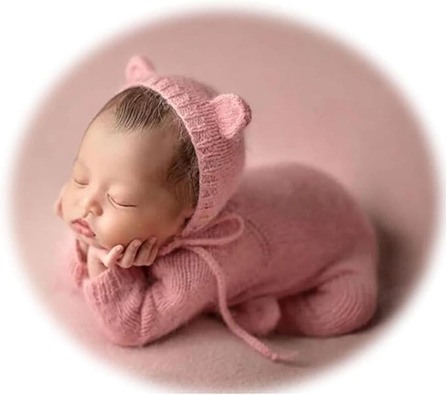 Newborn Photography Props, Baby Photoshoot Costume Set for Boys and Girls, Newborn Footed Knit Romper With Bear Hat