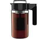 Takeya Glass Cold Brew Coffee Maker for Iced Coffee, Airtight Pitcher, Premium Quality, 1 Quart, Black Lid and Handle