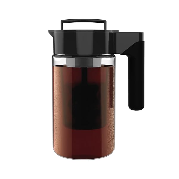 Takeya Deluxe cold brew coffee maker pitcher with a black handle