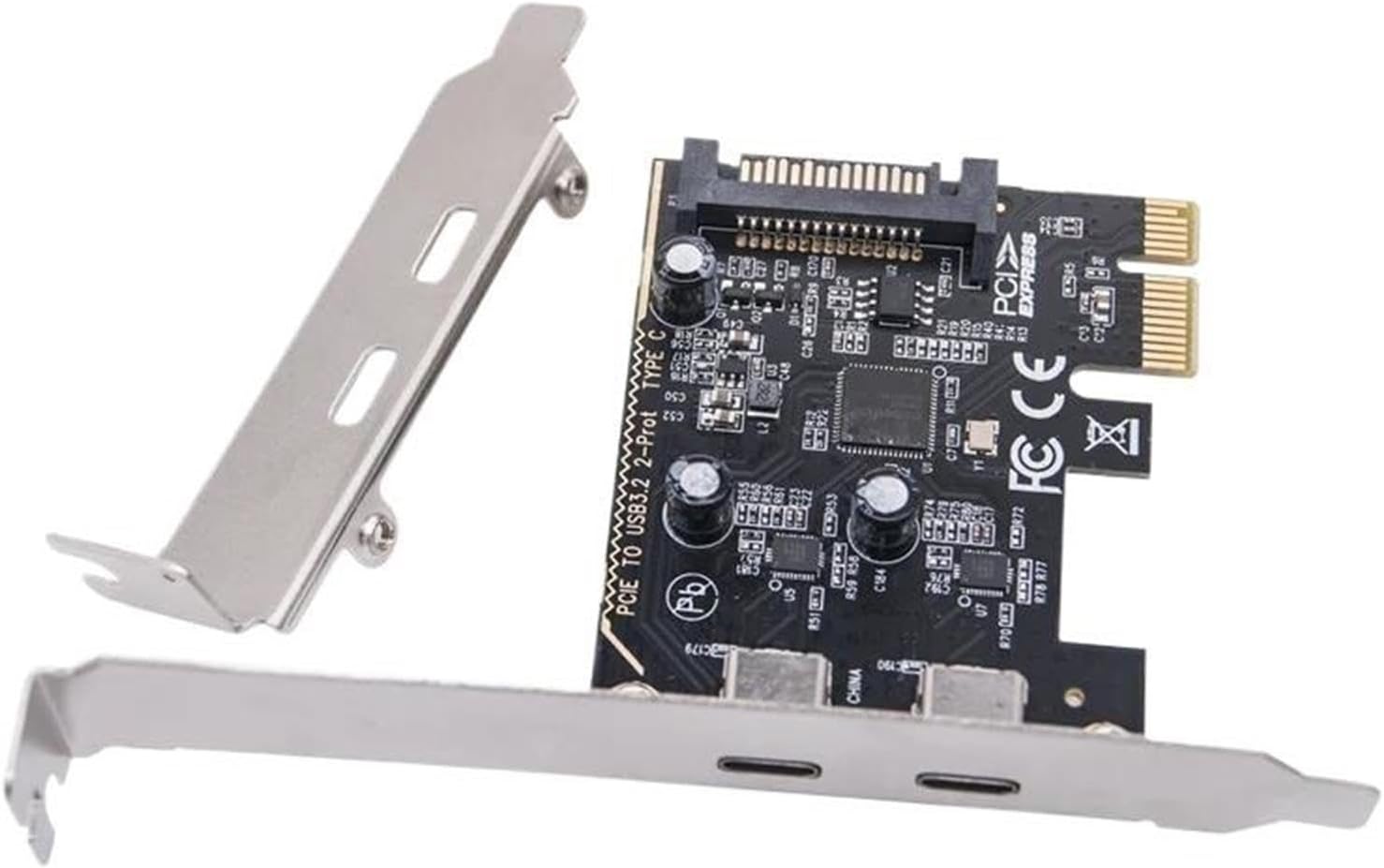 PCIe x1 ASM1042 Dual USB3.2 Gen1 5Gbps Type-C Card