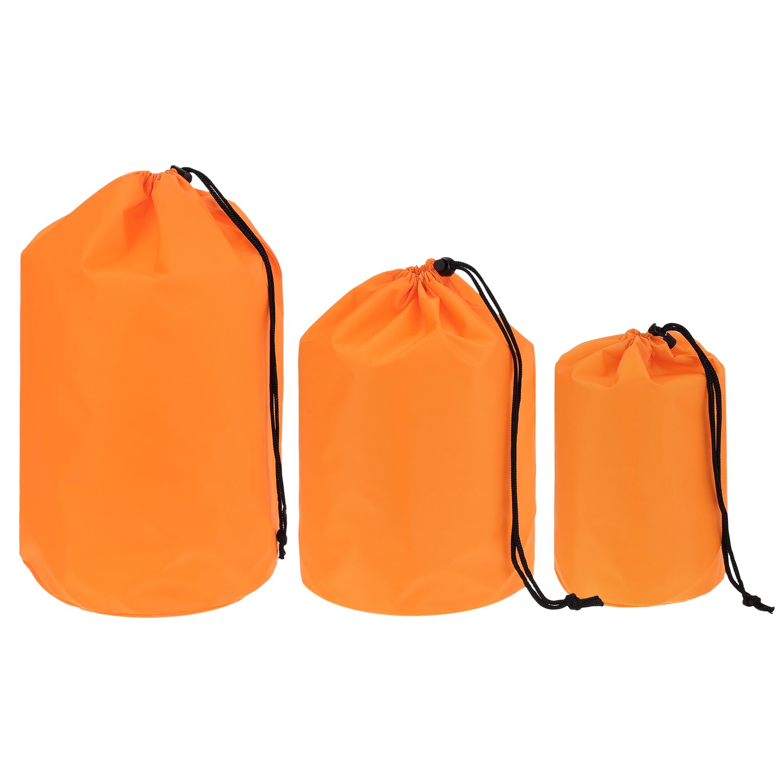 YELARXI Drawstring Bag with Toggle, Cinch and Ditty Pouch Portable Outdoor Products Ditty Bag 25/32/43cm & 3 Pack & Orange - Fitting for (Backpacking/Camping/Traveling)