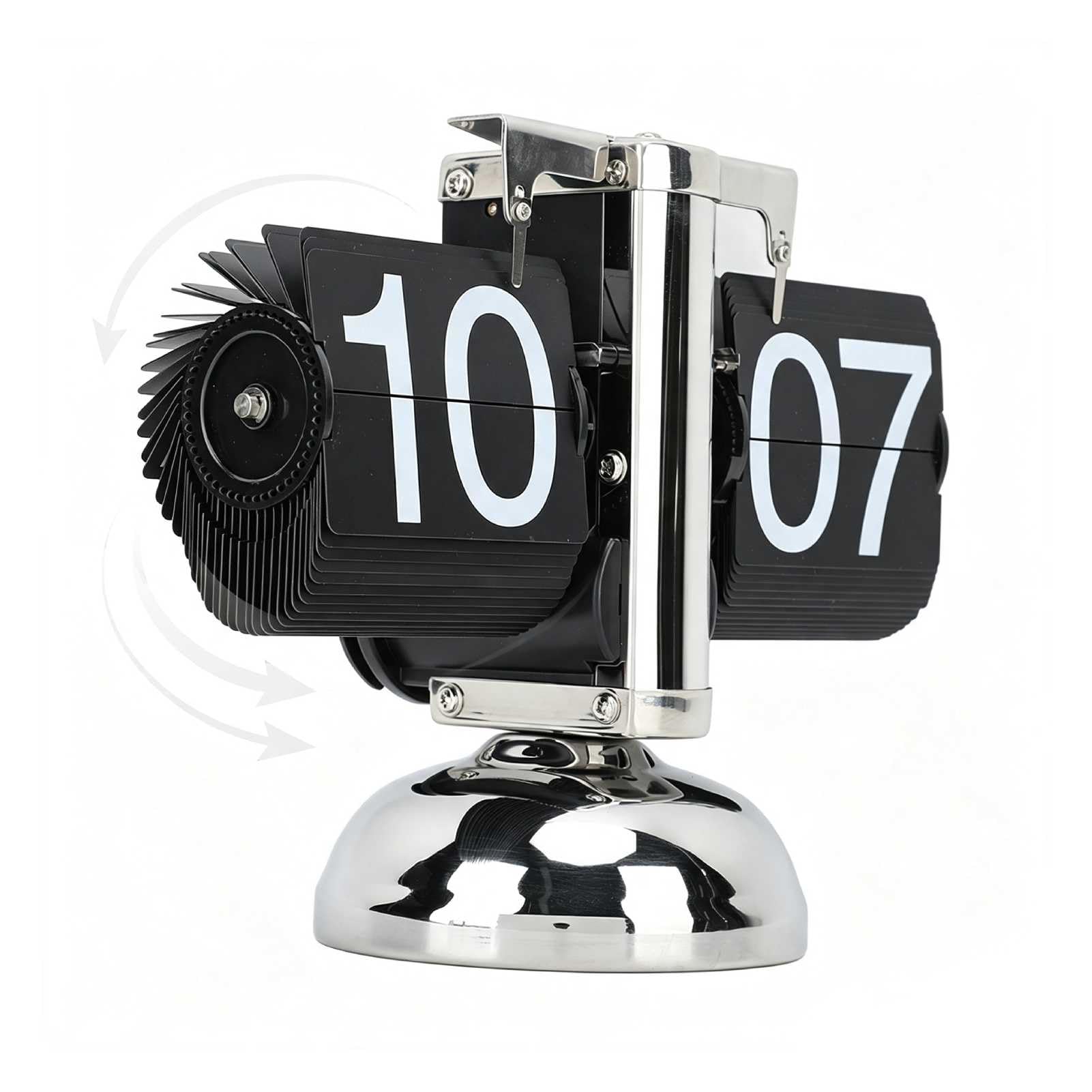 HERCHR Flip-Schreibtischuhr, Retro-Digital-Flip-Down-Uhr, Edelstahl Automatische Mechanische Uhr mit Großen Zahlen, Retro-Flip-Uhr, Batteriebetriebene Flippinguhr für Home & Office