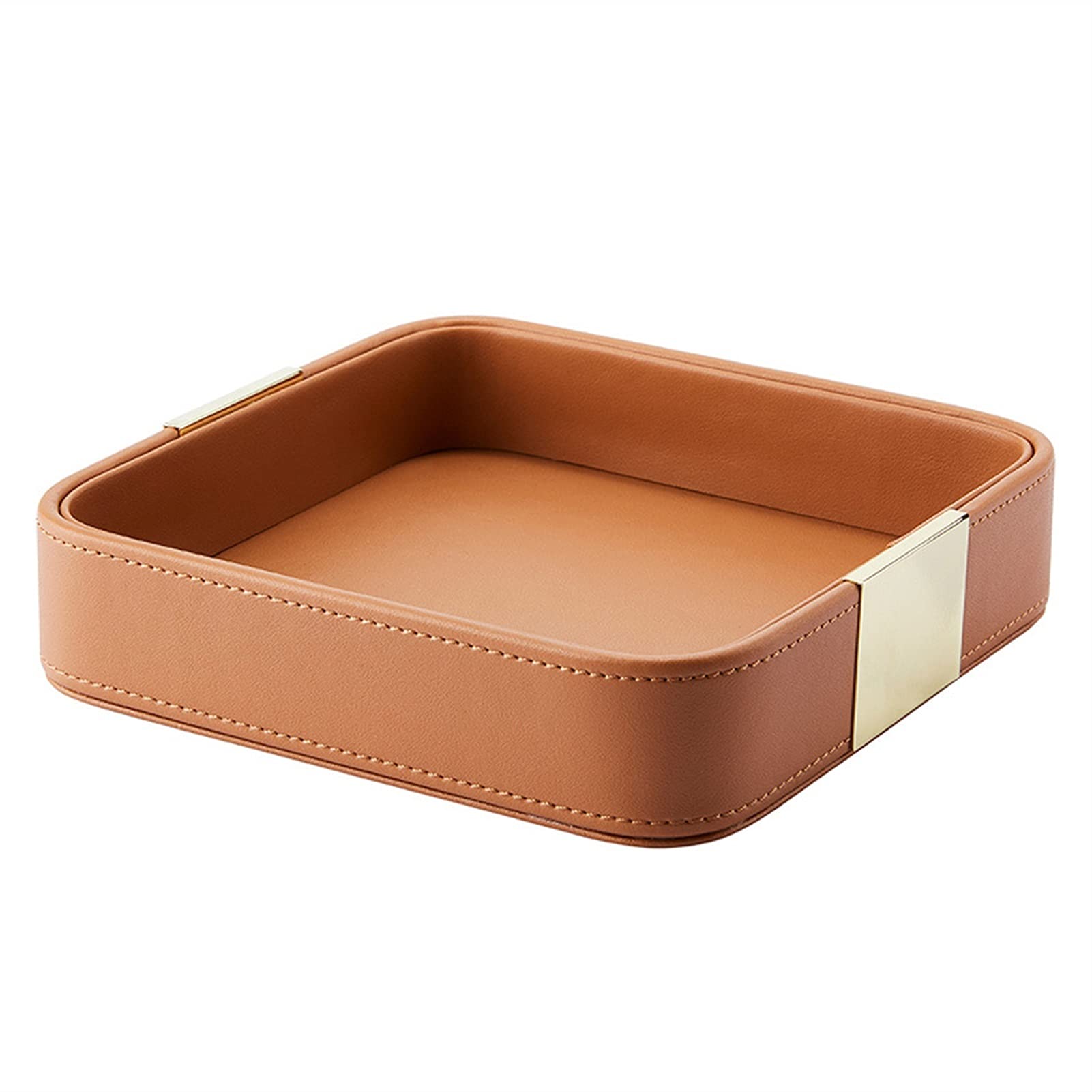 Bandejas Bandeja de Almacenamiento de Escritorio de Cuero Bandeja de Almacenamiento Cuadrado Bandeja de Estilo de Estilo Europeo Cajón de Cuero Tray (Color : Orange)