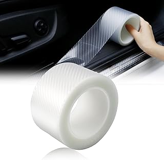 Schutzfolie Auto, Selbstklebend Schutzfolie, Lackschutzfolie Auto, Transparent Einstiegsleisten Schutz, Transparent Kohlefaser Aufkleber, Schneidbar Carbon Folie Schutz Aufkleber(5cm*10m)