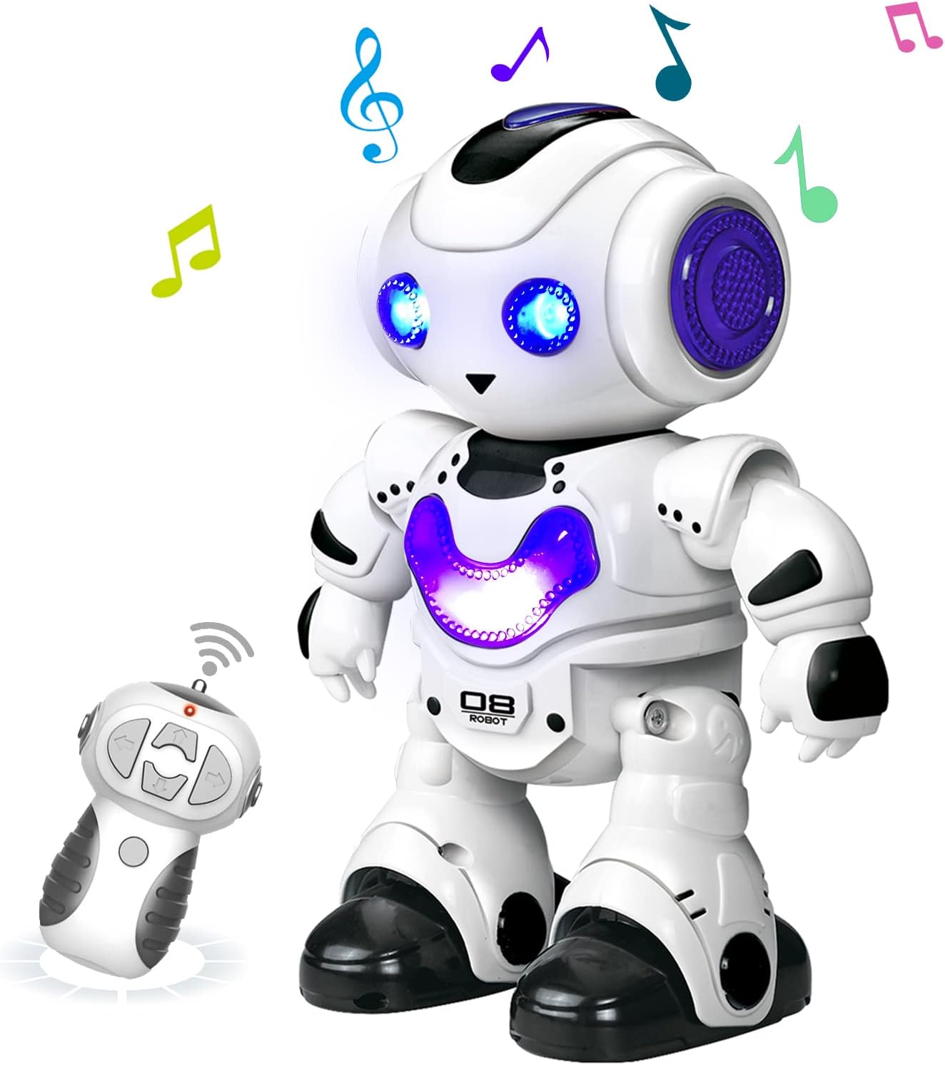 Electric Robot, Radio Controlled Robot Toy, Two-Legged Walking Robot, Moving Toy, Human, Dance, Sound, Reactive Toy, Light, Demo Mode, Easy to Operate, Girls, Boys, Christmas, Birthday Gift