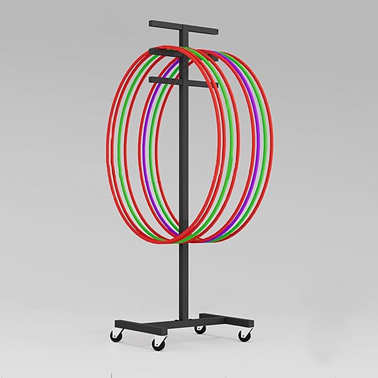 Soporte móvil para exhibición de Aros de Fitness - Organizador para Aros de Hula Hoop, Cuerdas para Saltar y Equipos de Ejercicio - Ideal para escuelas y gimnasios
