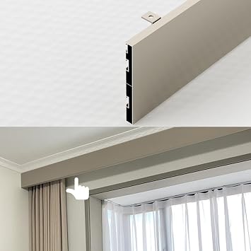 Window Curtain Pelmet Panel with Connector, Metal Top Mounted Curtain Pelmet Cover, Stylish Decorative Valance for Privacy Light-blockingChampagne,100cm/3.3ft