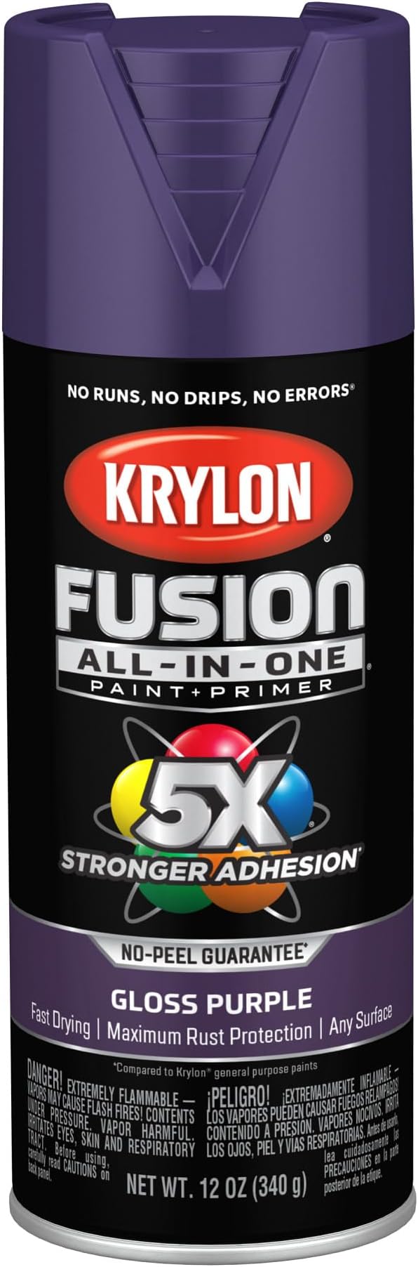 Krylon Fusion All-In-One Adhesive Spray Paint for Indoor/Outdoor Use, 12 oz, Purple