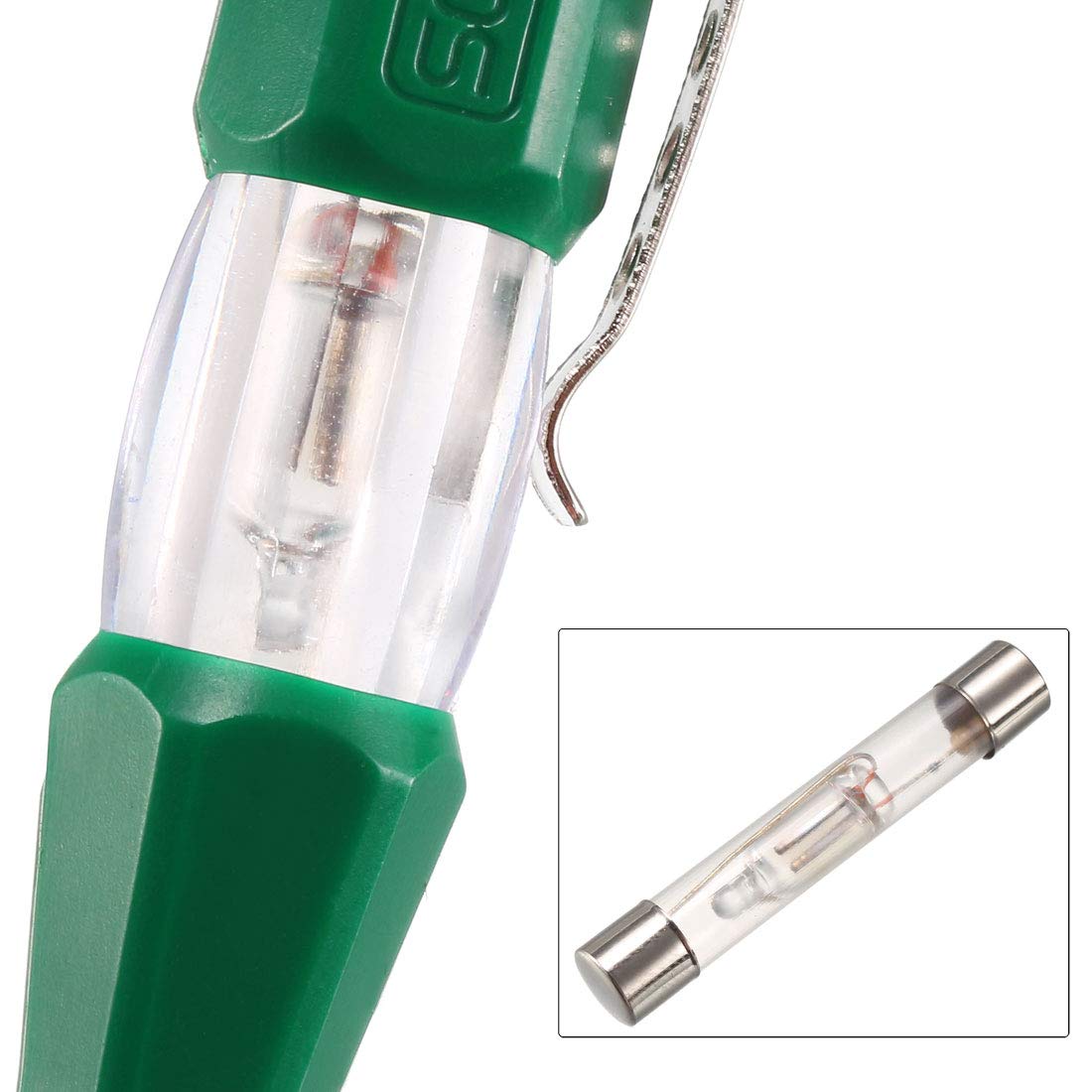 uxcell Voltage Tester AC 100-500V with 3mm Slotted Screwdriver with Clip for Circuit Test, Green, Pack of 2 — Amazon image 3