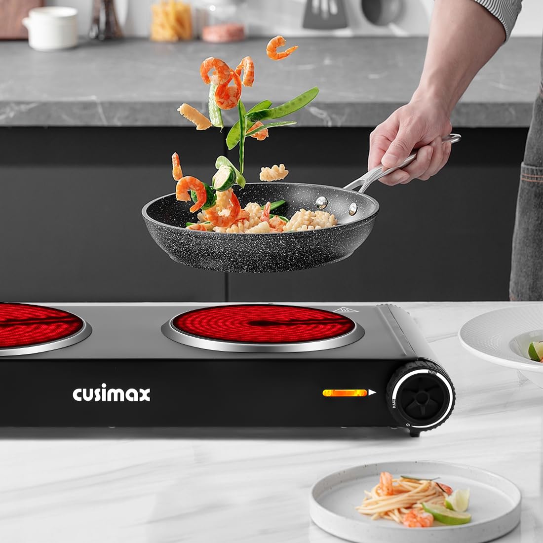 Cusimax Double Hobs With Concealed Handle 2400w Electric Hob Hot